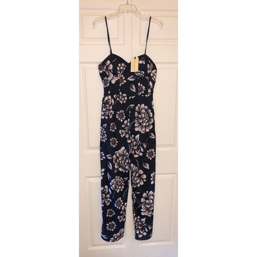 BAND OF GYPSIES Navy Floral Jumpsuit